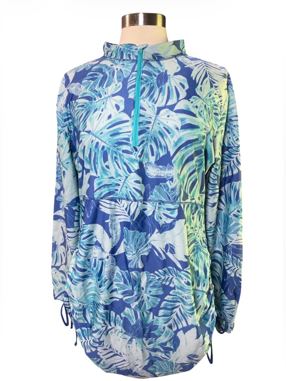 UVSkinz UPF 50+ Blue & Aqua Tropical Convertible Swim Shirtdress Size XL